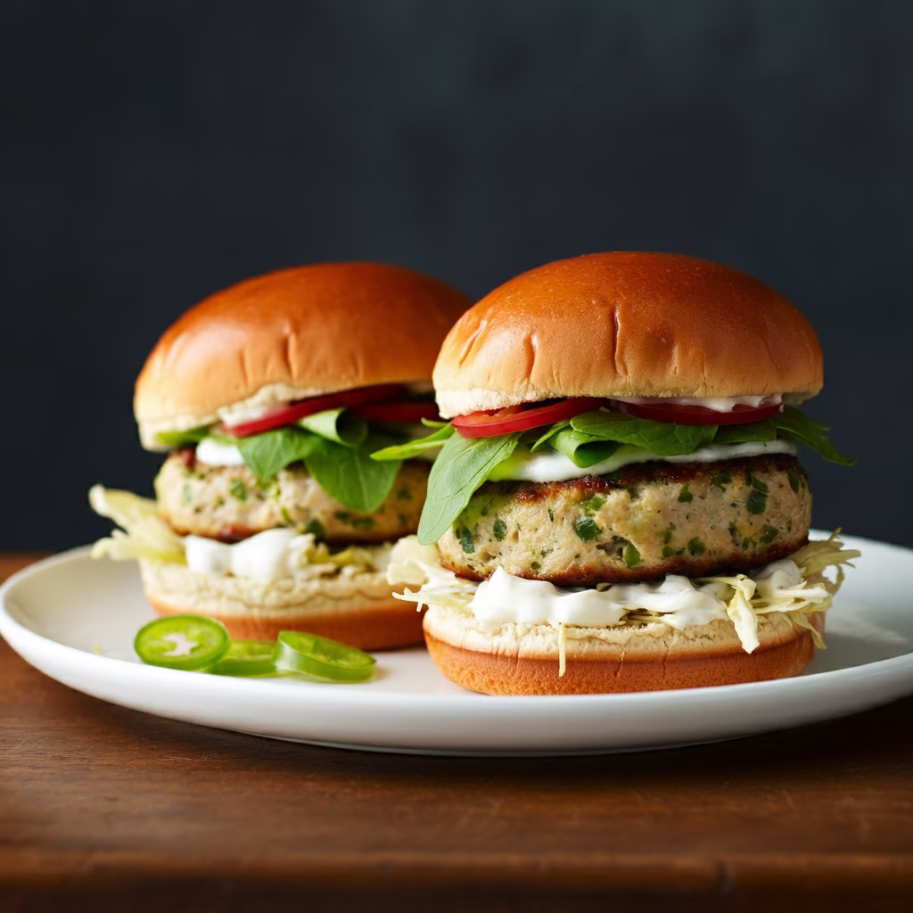 Martha Stewart's Green-Chile Chicken Burgers